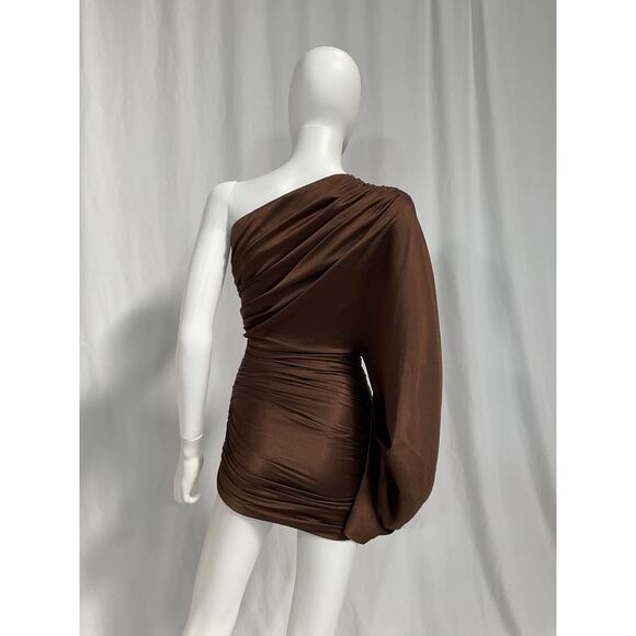 Solace London 'Clara' Brown Satin Mini Dress Size 0 - Picture 3 of 5